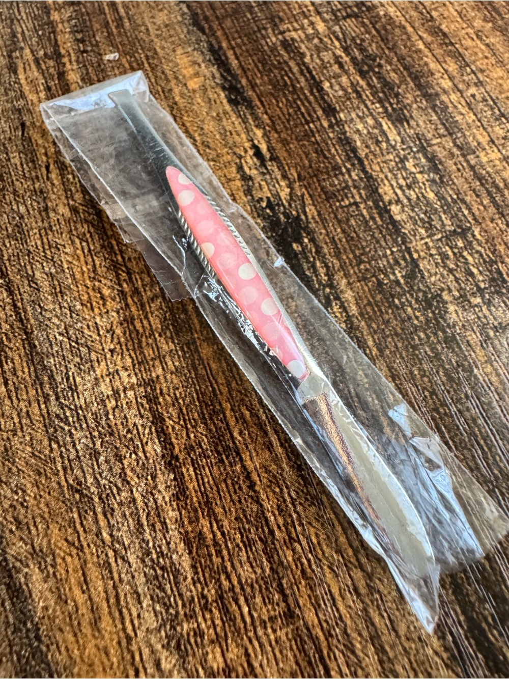 Pink Polka Dot Precision Eyebrow Tweezers Slant Tip New